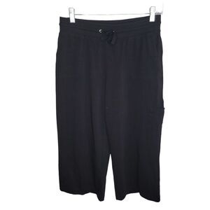Chico’s Zenergy black knit crop wide leg pants size 0 Small
